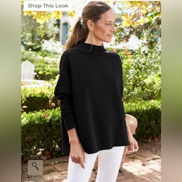 Frank & Eileen Effie Long Sleeve Funnel Neck Caplet Sweatshirt Size S Black - Picture 1 of 5